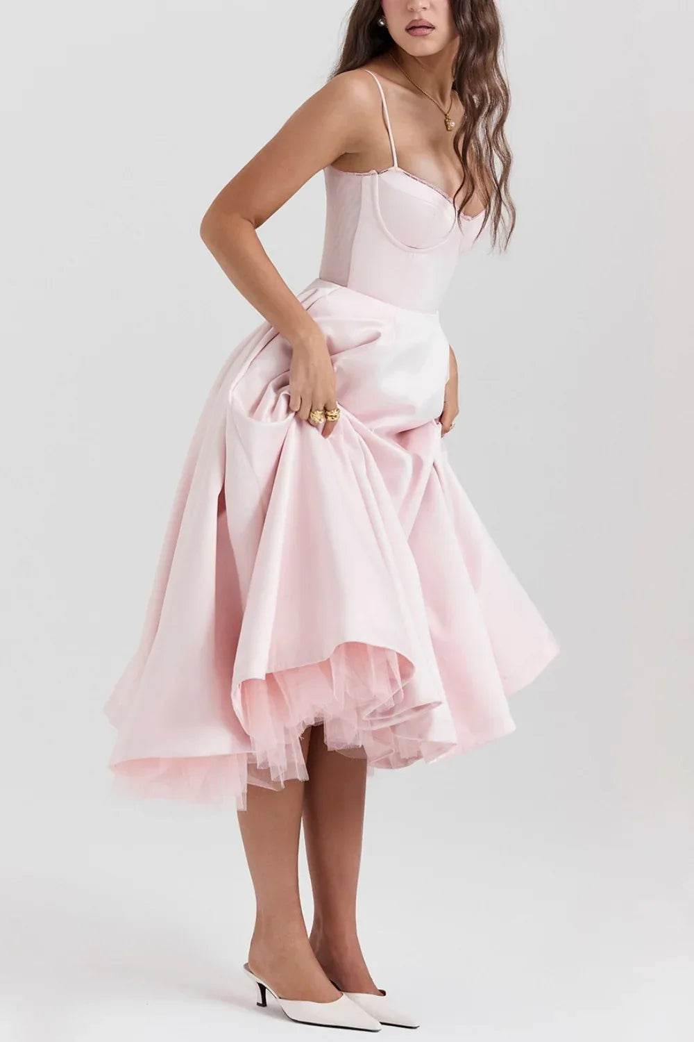 A-line Midi Satin Formal Evening Dresses 803510185058