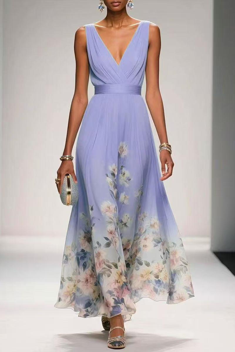 A-Line Tea Length Chiffon Wedding Guest Dress 922638194251