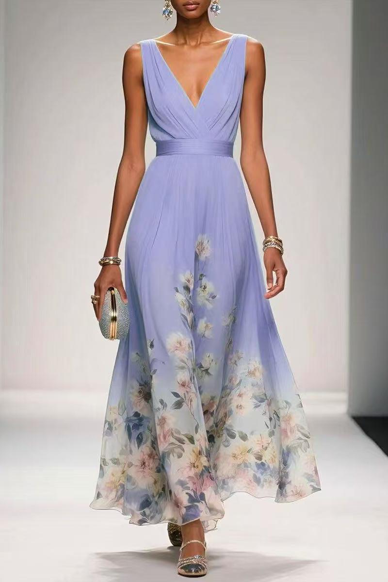 A-Line Tea Length Chiffon Wedding Guest Dress 922638194251