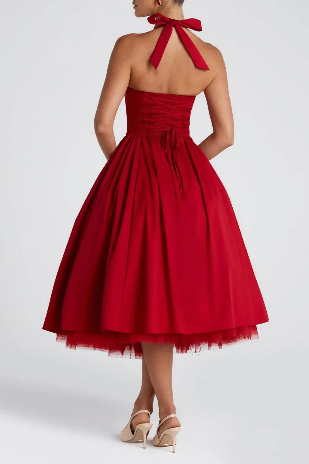 A-Line Midi Satin Formal Evening Dresses 848413339701