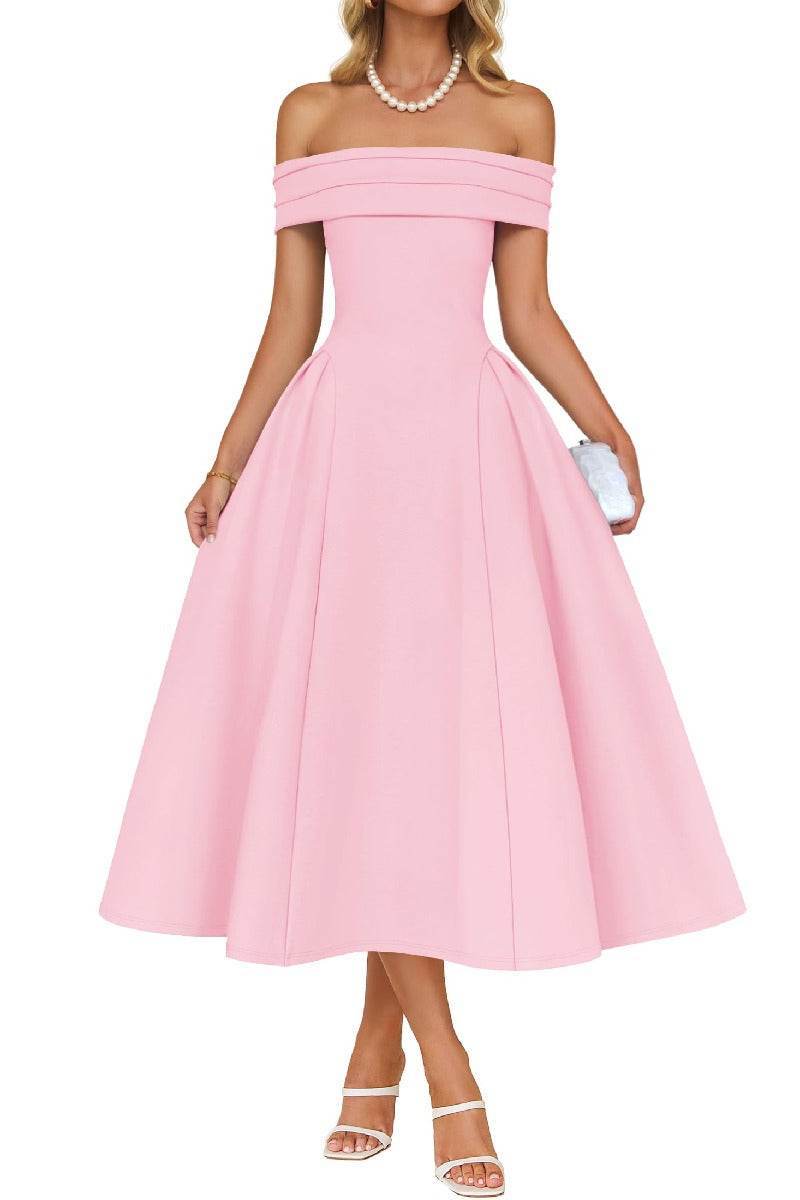 A-Line Midi Satin Formal Wedding Guest Dresses B0DS8NJRR3