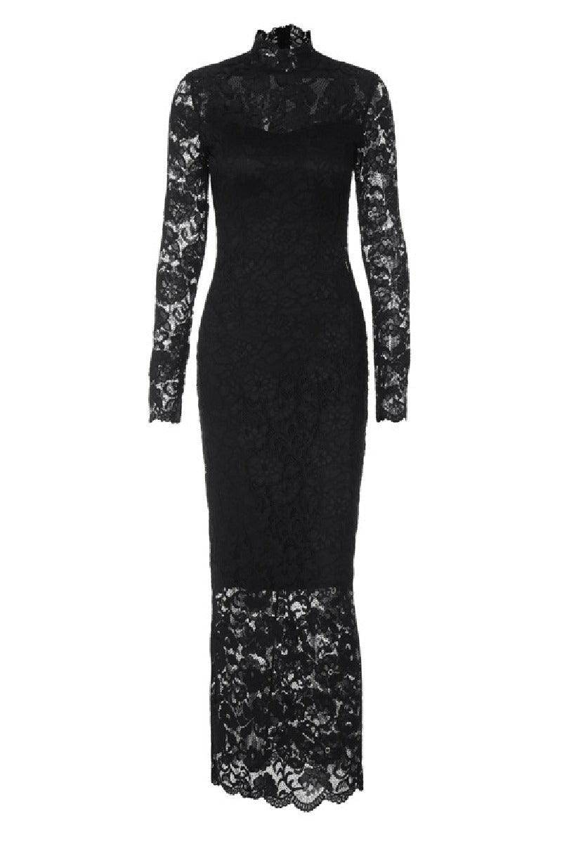 Lace patchwork slim long sleeved cocktail dress 769178582453