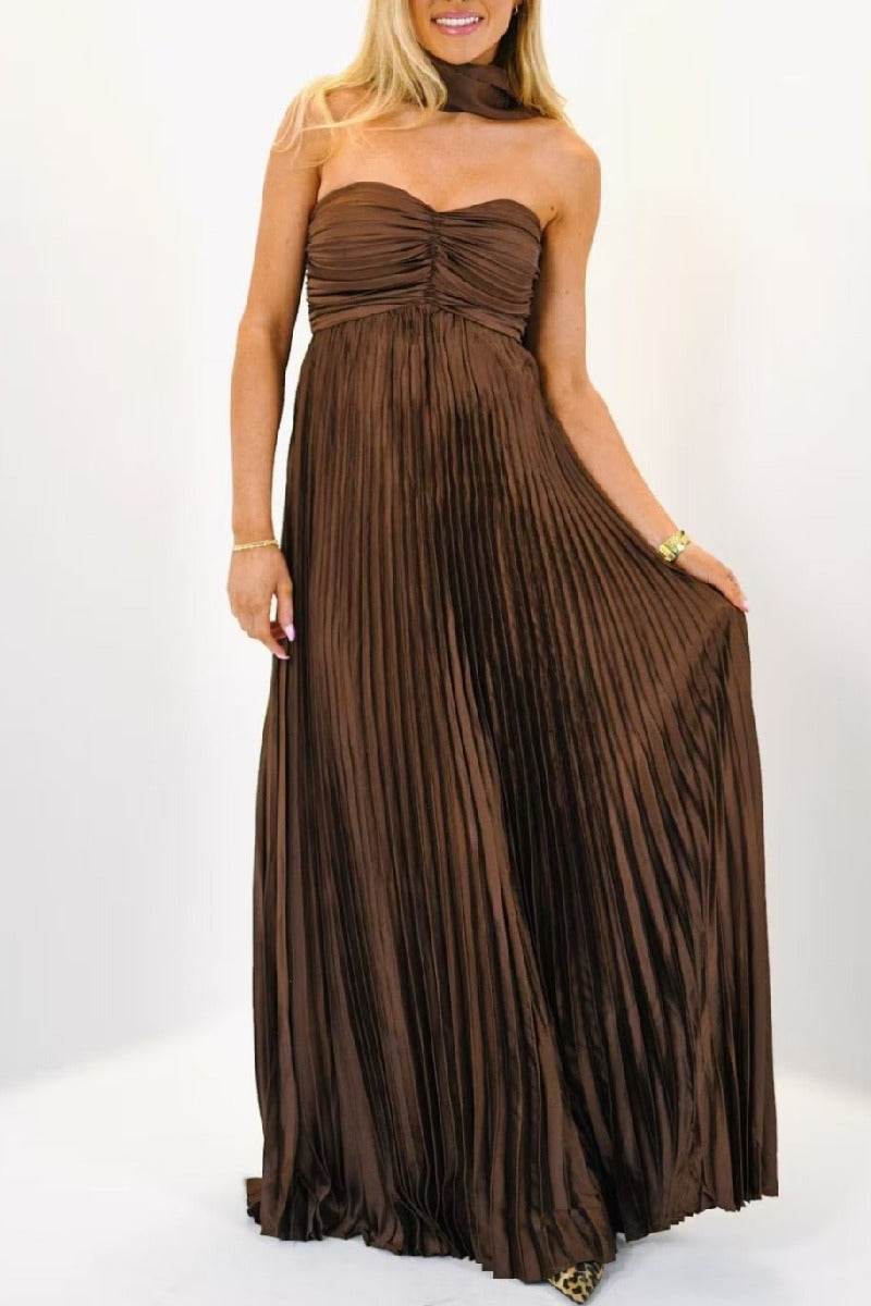 A-line Maxi Pleated Spandex Satin Formal Evening Dresses 937501662612