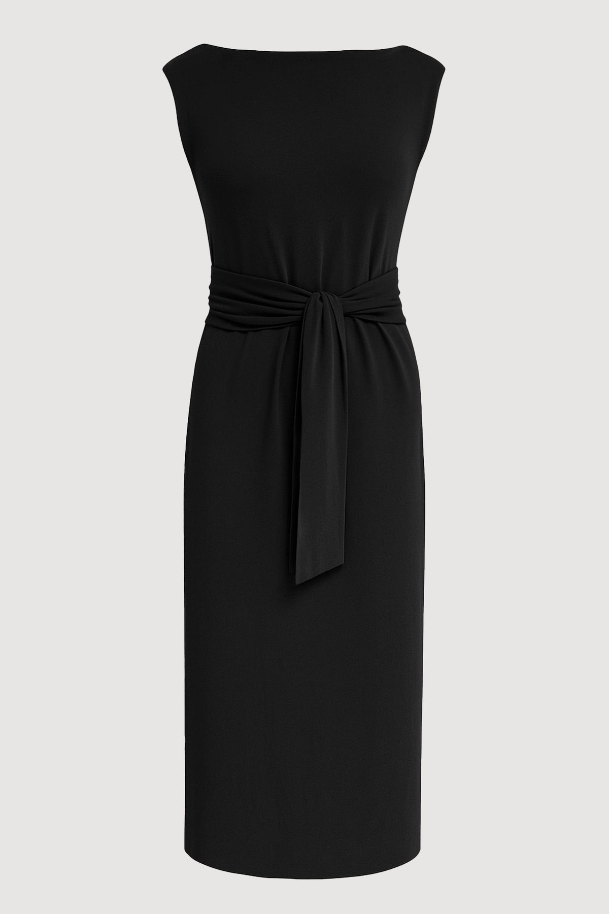 Edina Tie-Front Slit-Neck Dress