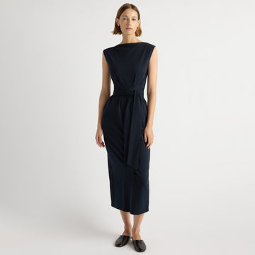 Edina Tie-Front Slit-Neck Dress