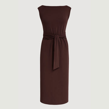 Edina Tie-Front Slit-Neck Dress (Petite)
