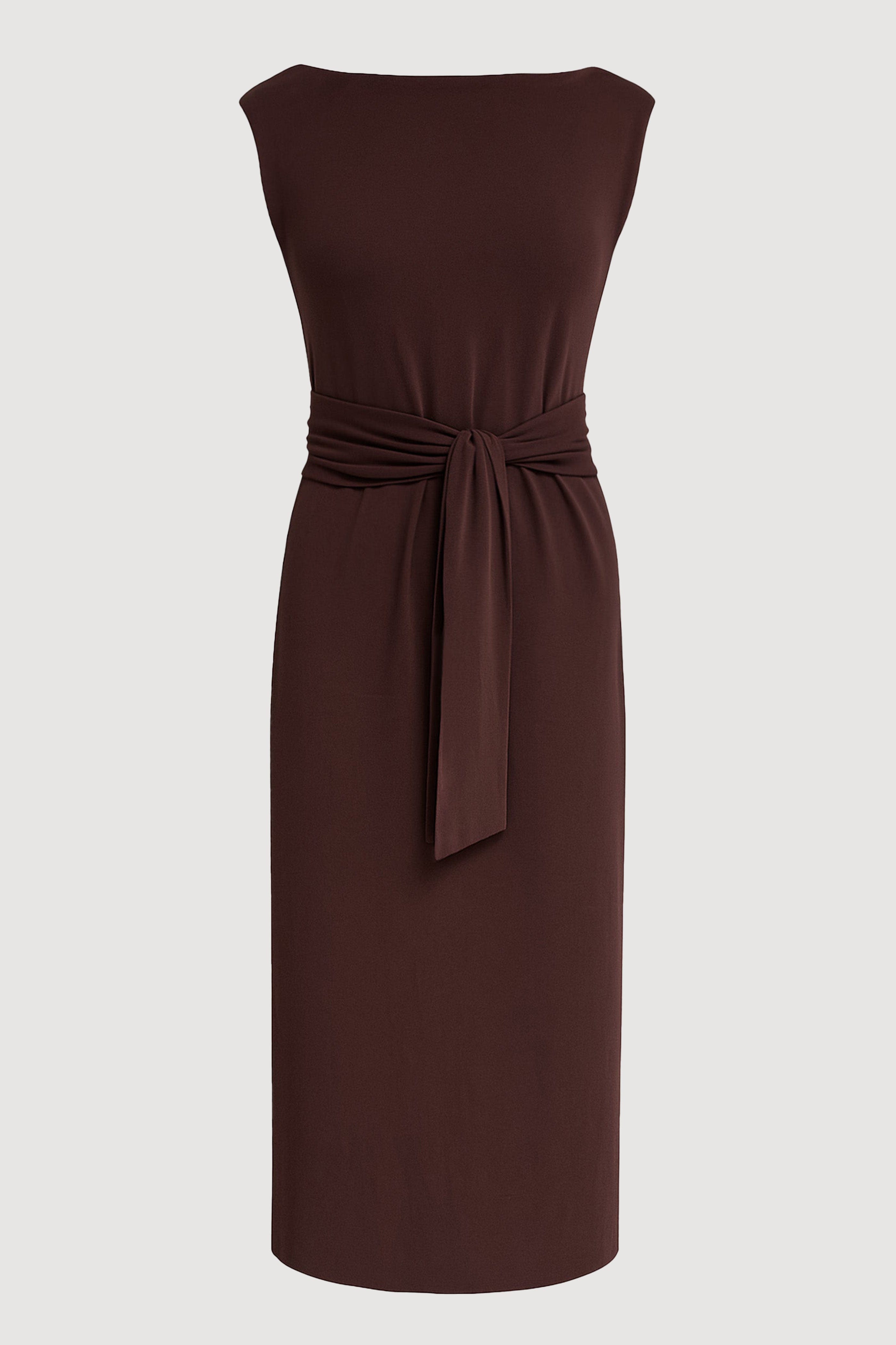 Edina Tie-Front Slit-Neck Dress (Petite)