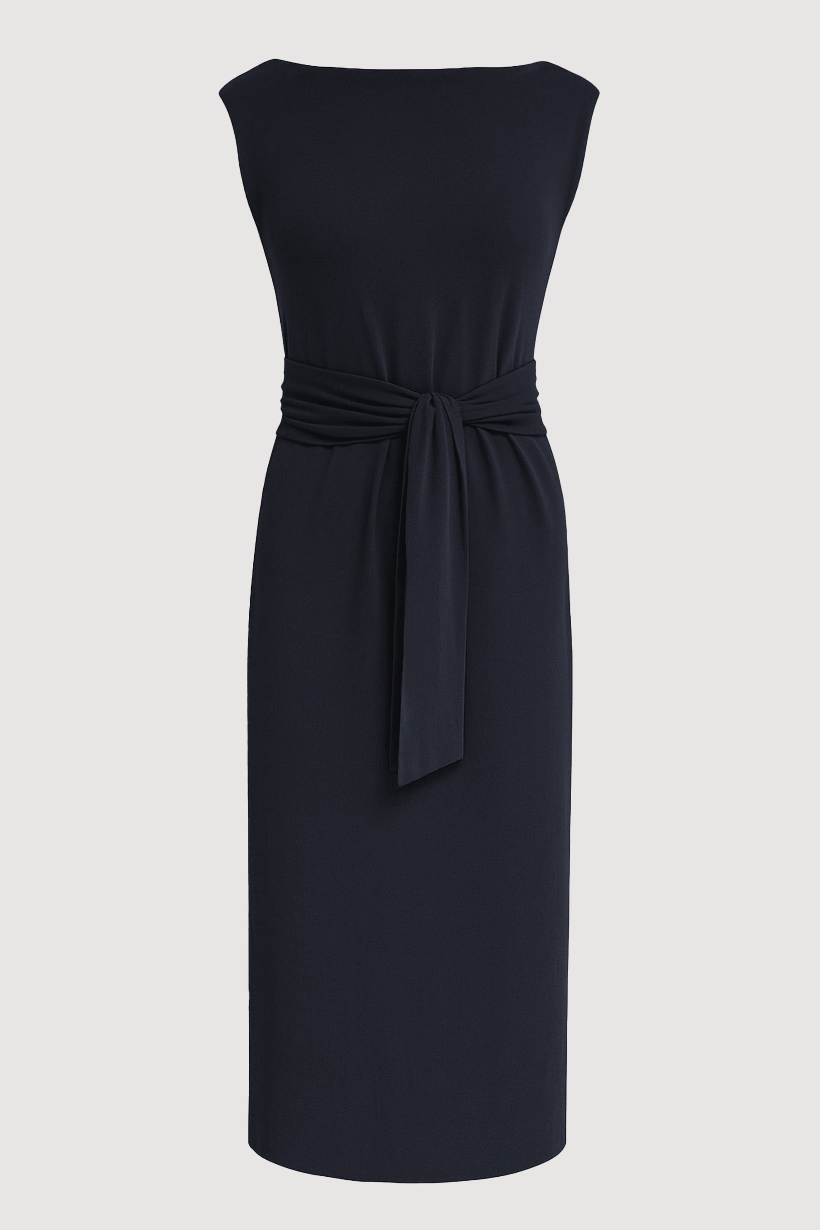 Edina Tie-Front Slit-Neck Dress (Petite)