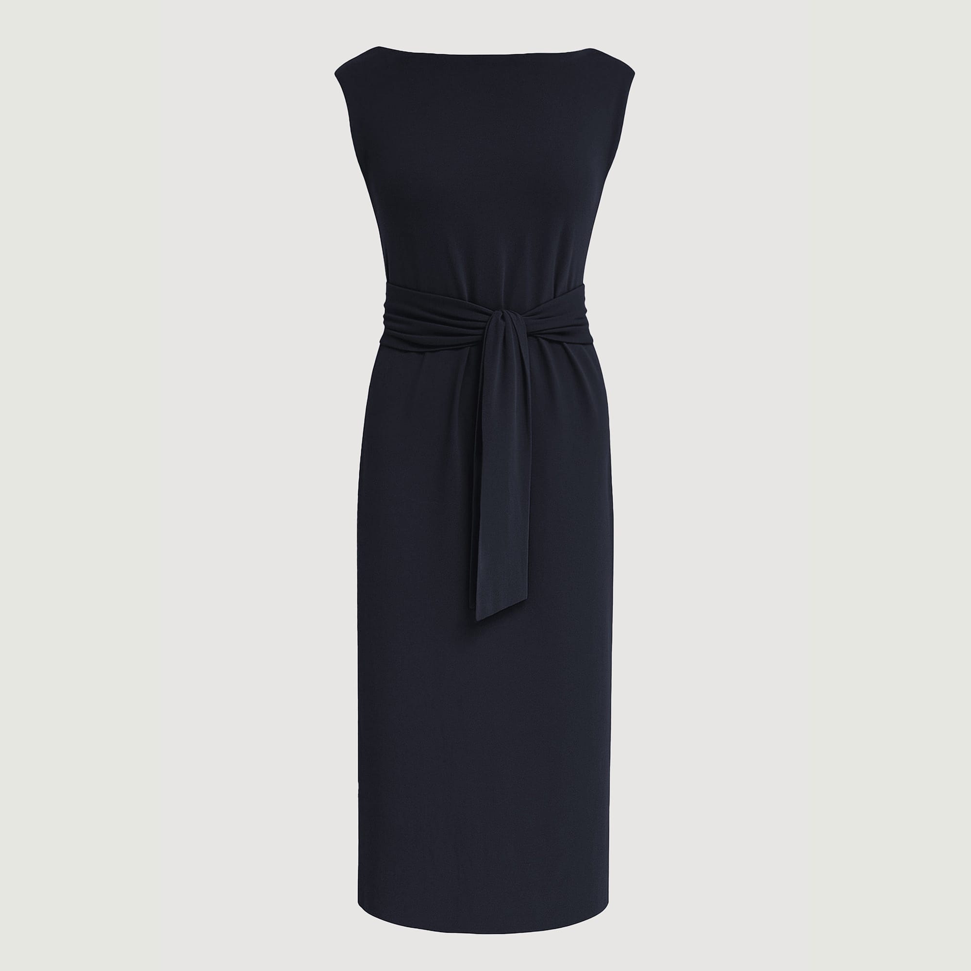 Edina Tie-Front Slit-Neck Dress (Petite)