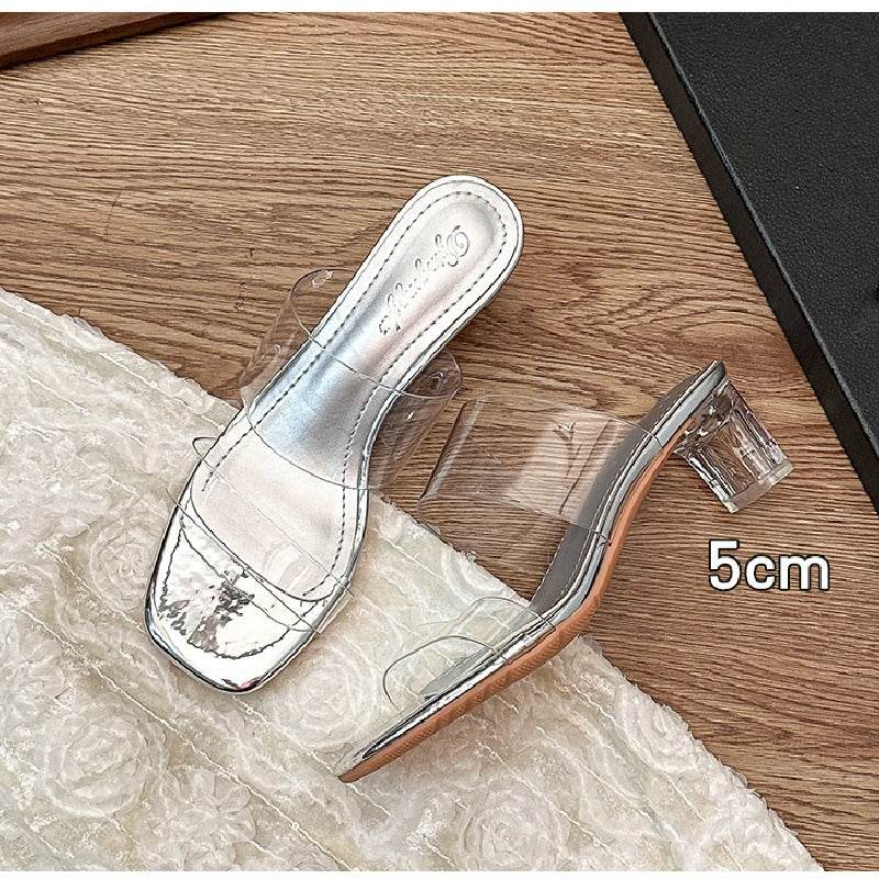 Chunky-heeled transparent sandals 718875447541