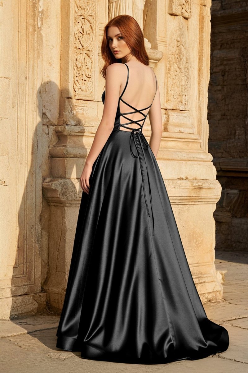 A Line Sweetheart Green Satin Long Prom Dresses with Slit