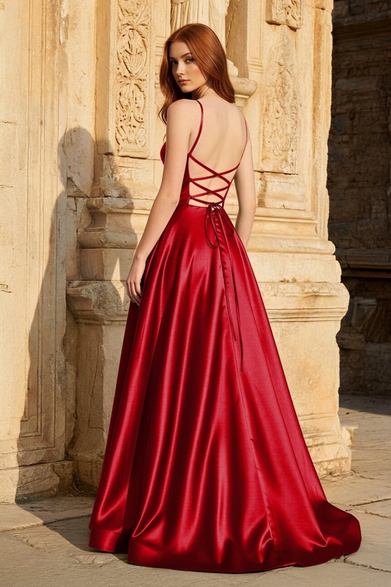 A Line Sweetheart Green Satin Long Prom Dresses with Slit