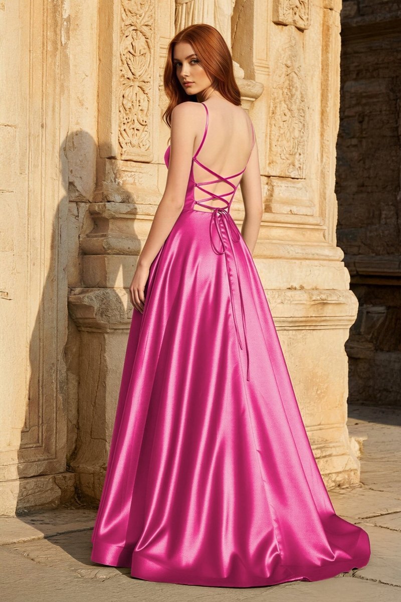 A Line Sweetheart Green Satin Long Prom Dresses with Slit