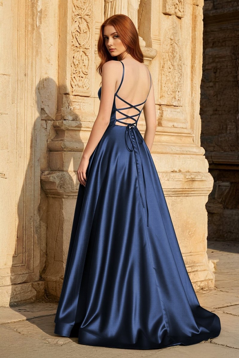 A Line Sweetheart Green Satin Long Prom Dresses with Slit