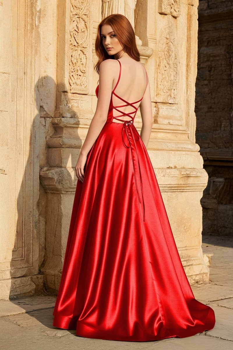 A Line Sweetheart Green Satin Long Prom Dresses with Slit