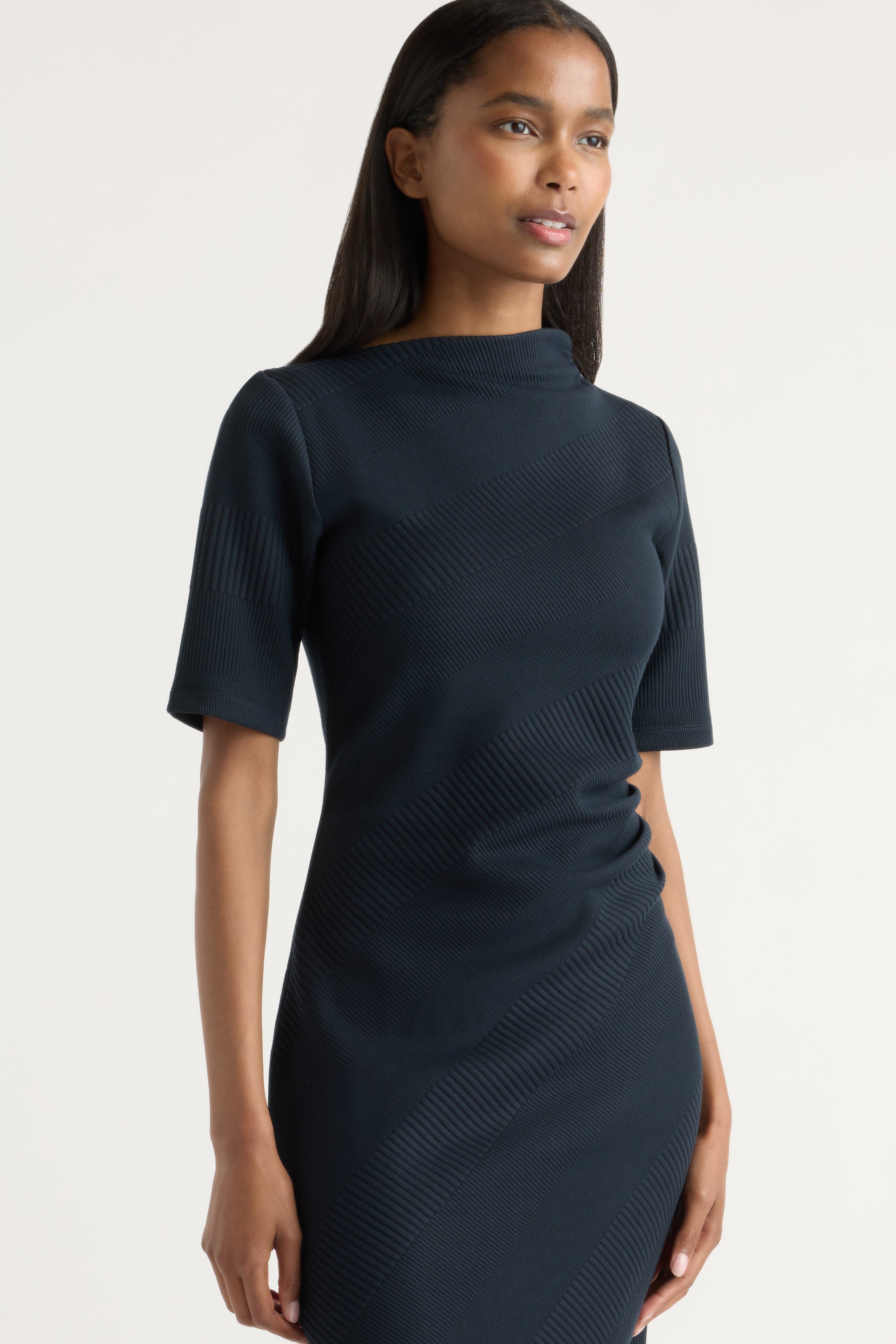 Evie Ribbed-Knit Jersey Dress