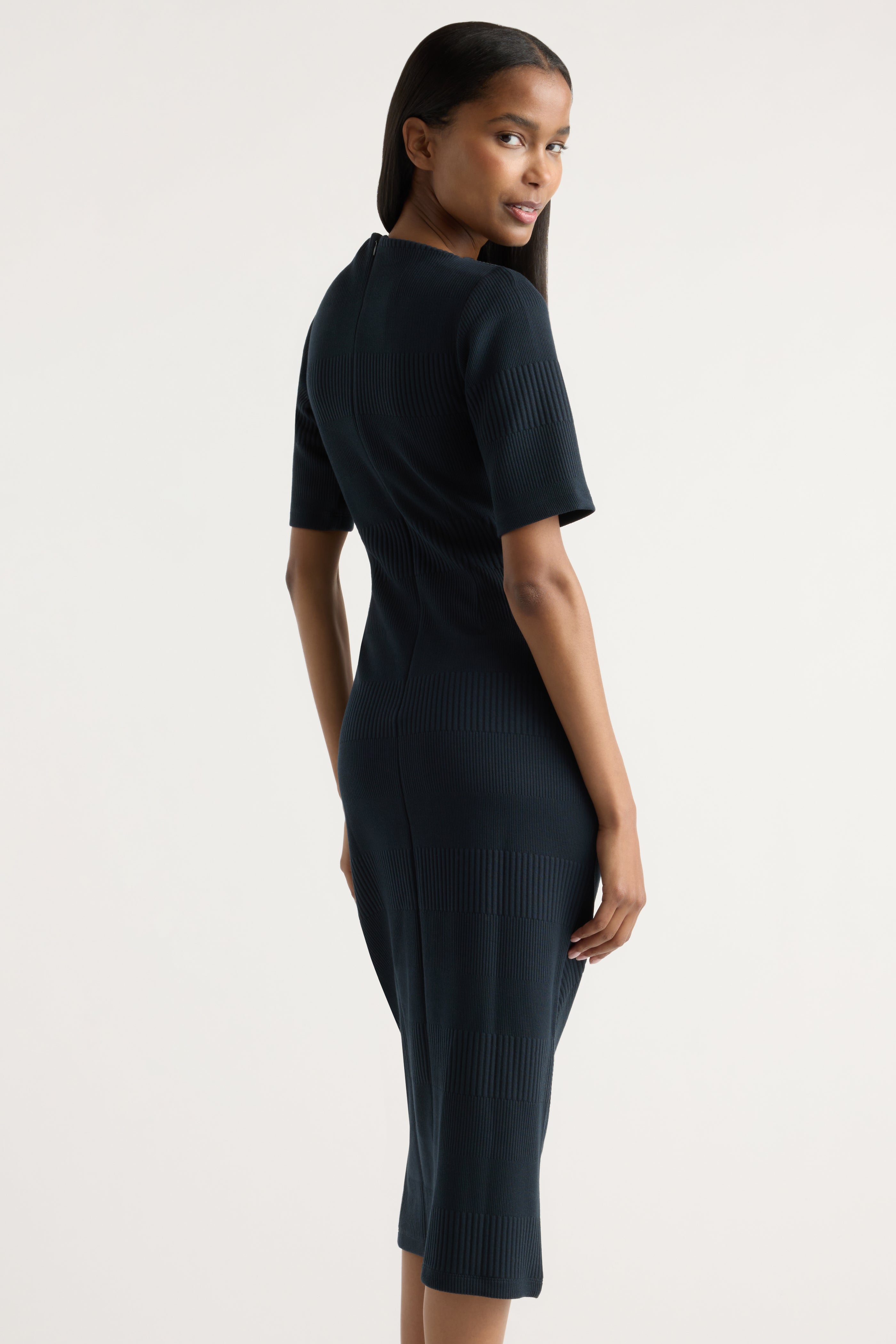 Evie Ribbed-Knit Jersey Dress