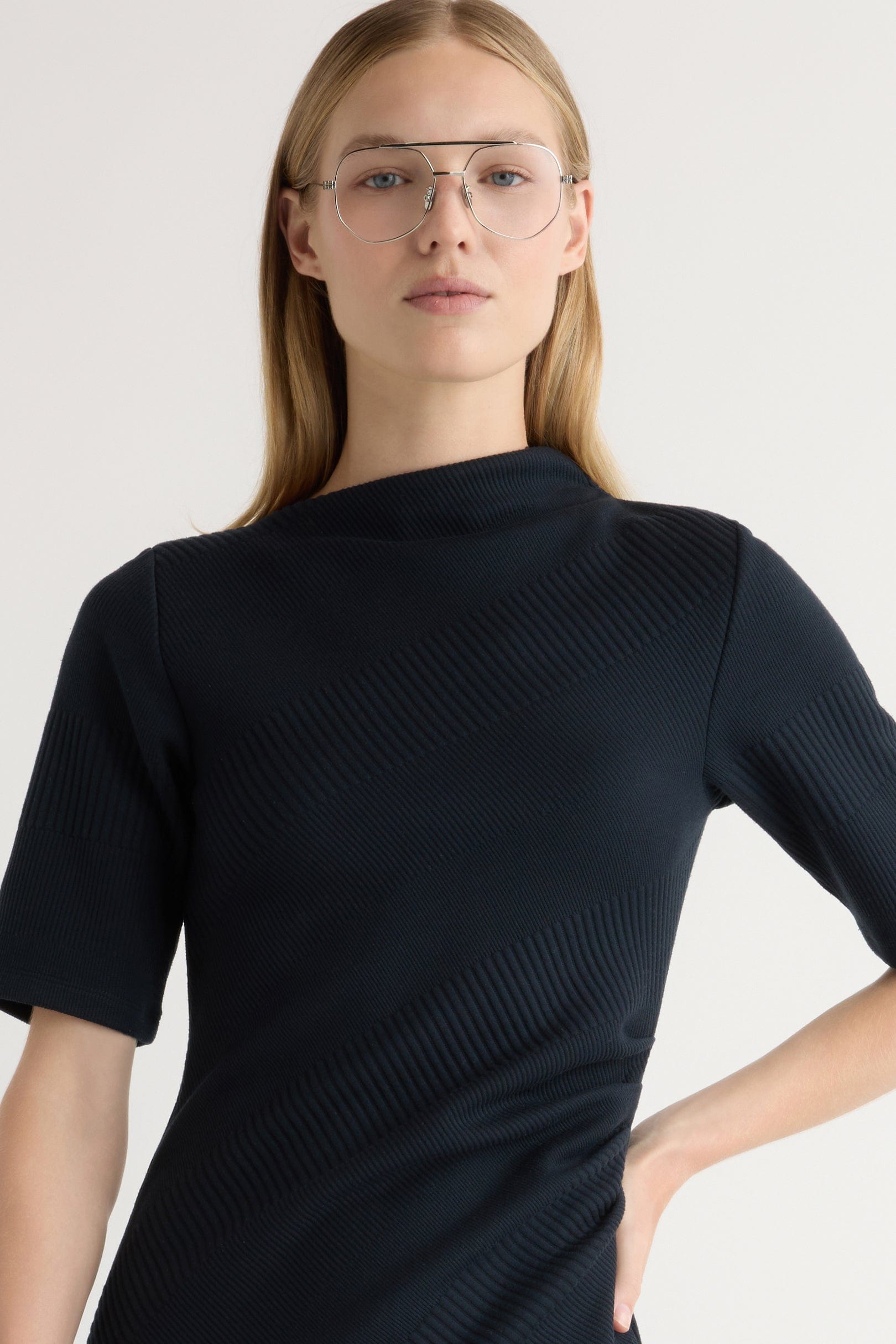 Evie Ribbed-Knit Jersey Dress