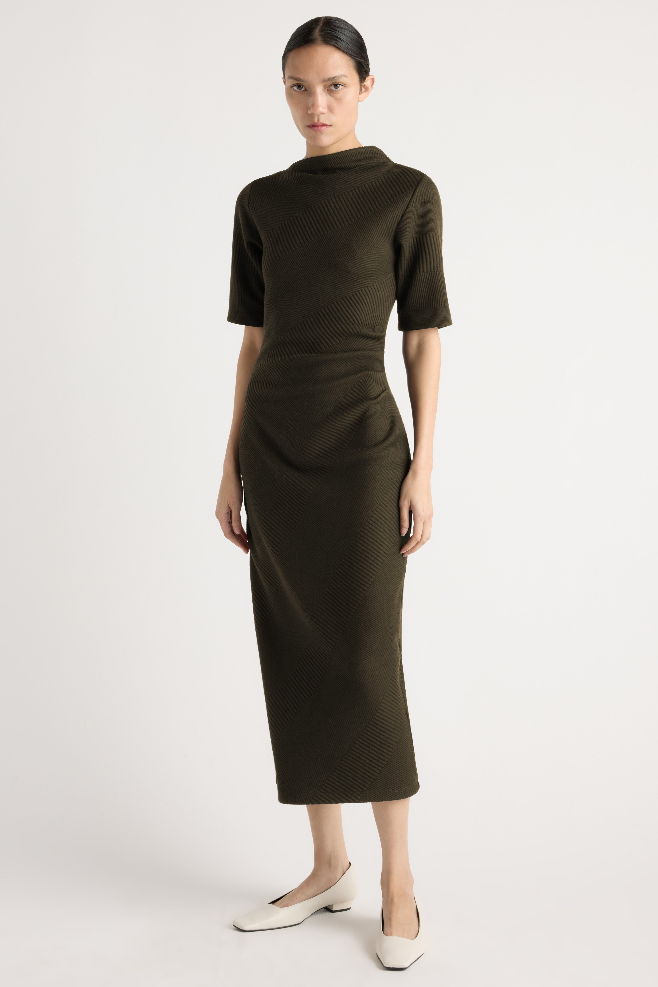 Evie Ribbed-Knit Jersey Dress