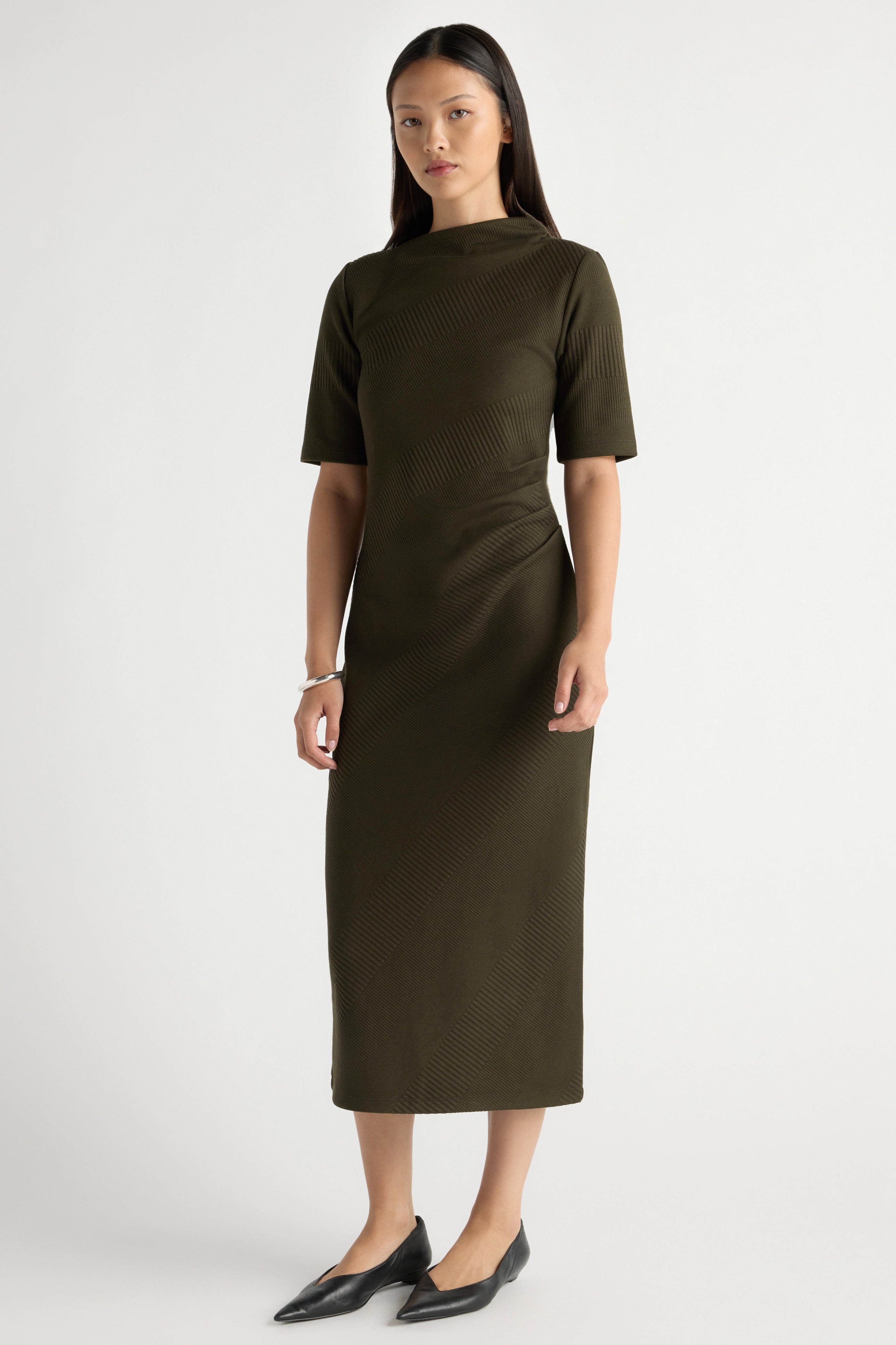 Evie Ribbed-Knit Jersey Dress