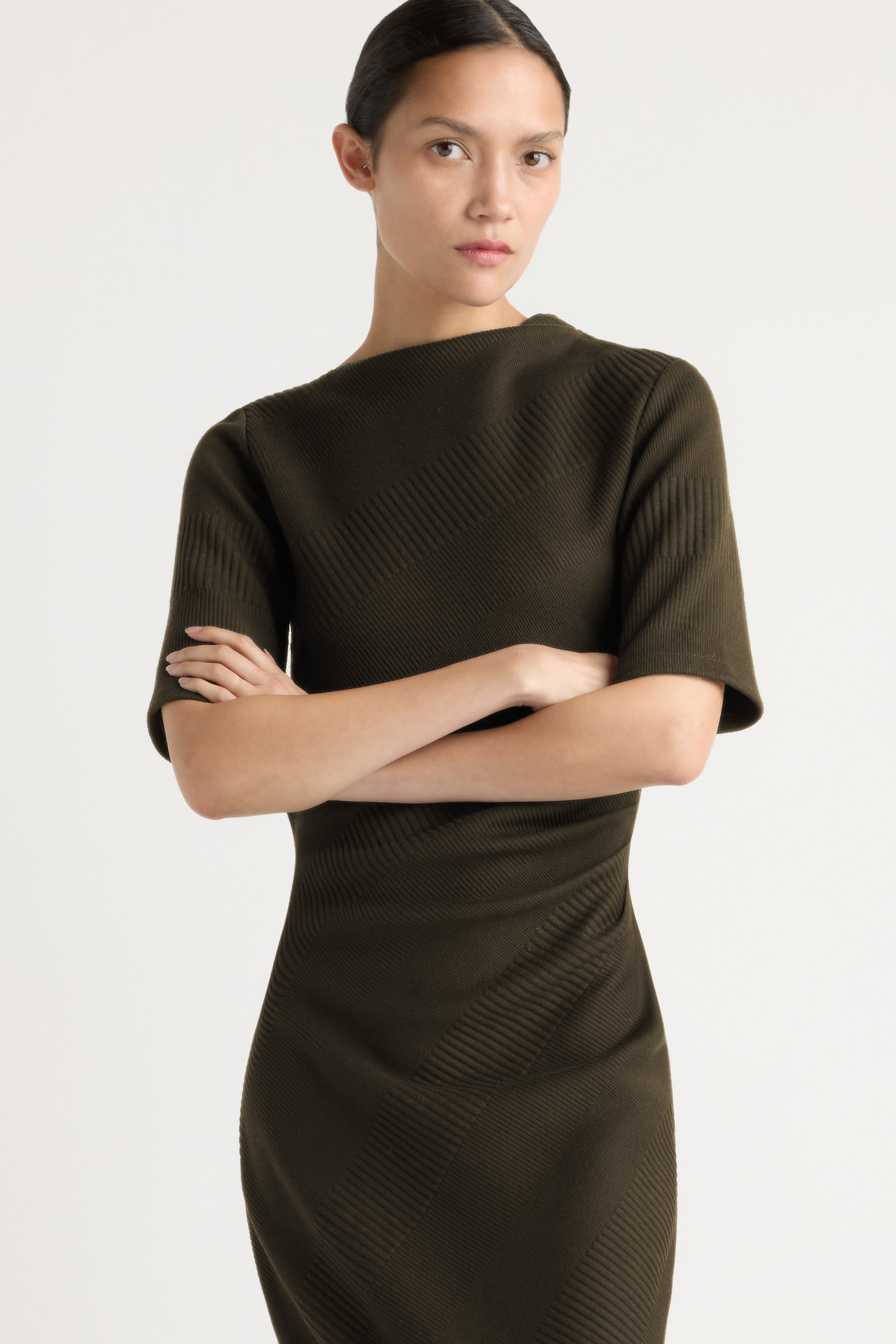 Evie Ribbed-Knit Jersey Dress