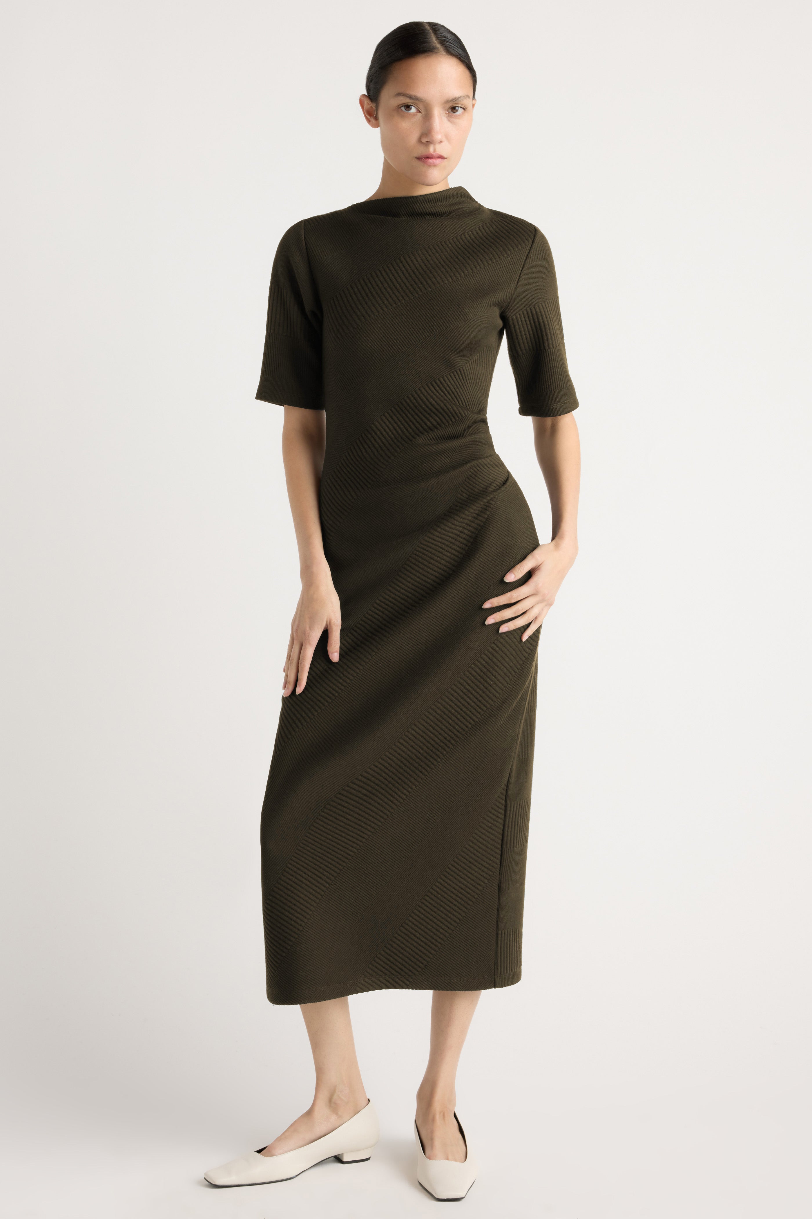 Evie Ribbed-Knit Jersey Dress
