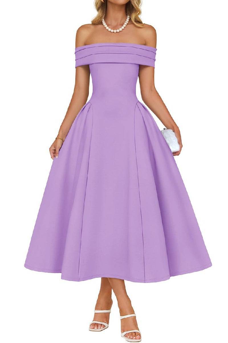 A-Line Midi Satin Formal Wedding Guest Dresses B0DS8NJRR3