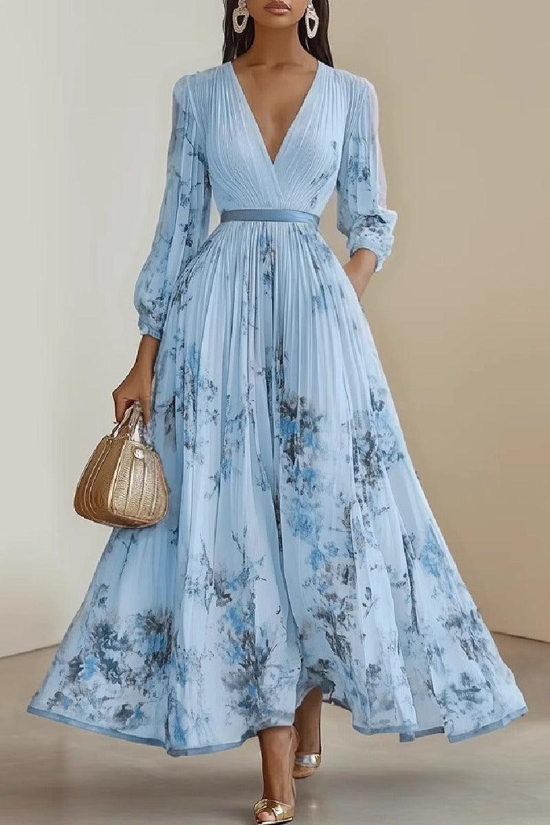A-Line Tea Length Chiffon Wedding Guest Dress 891554880016