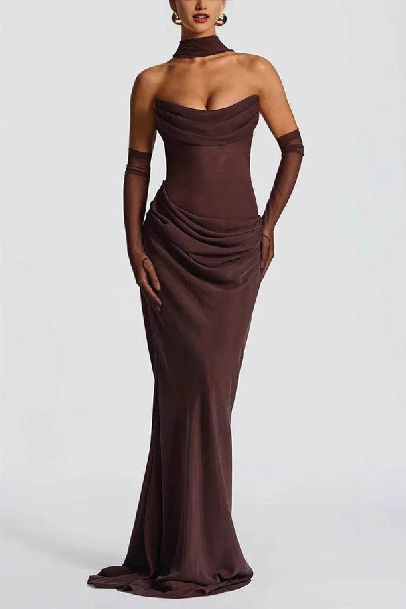 Sheath-Column Sweep-Brush Train Elastic Silk like Satin Formal Evening Dress 972310810695