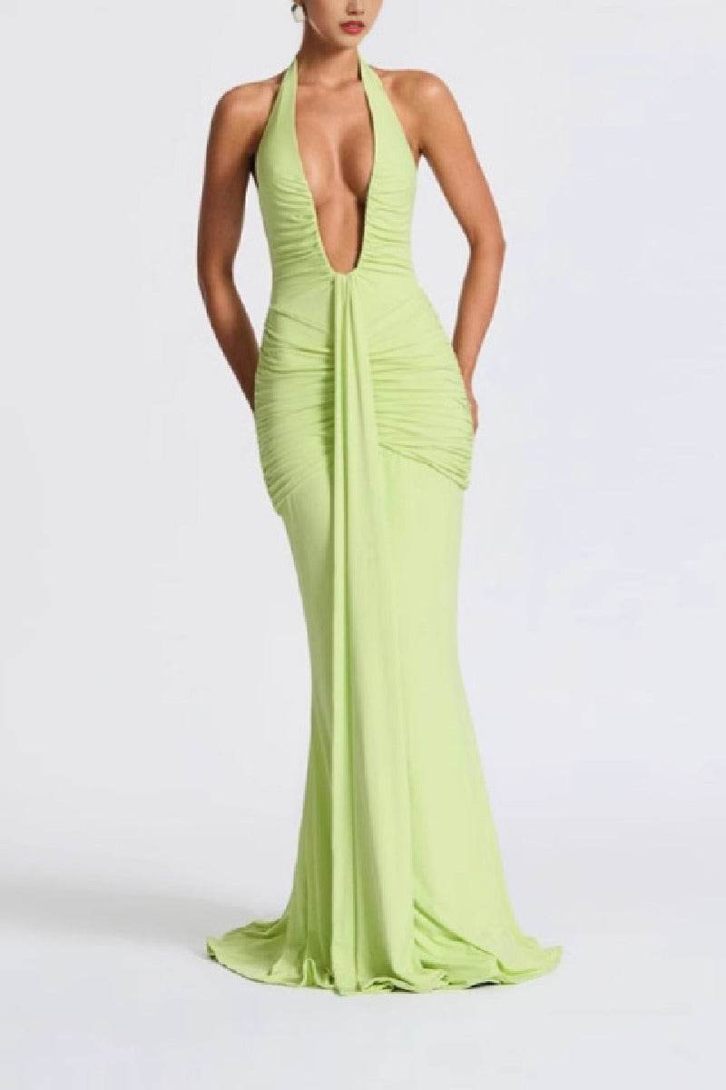 Mermaid	Maxi Knitted Semi Formal Wedding Guest Dresses 917018224683
