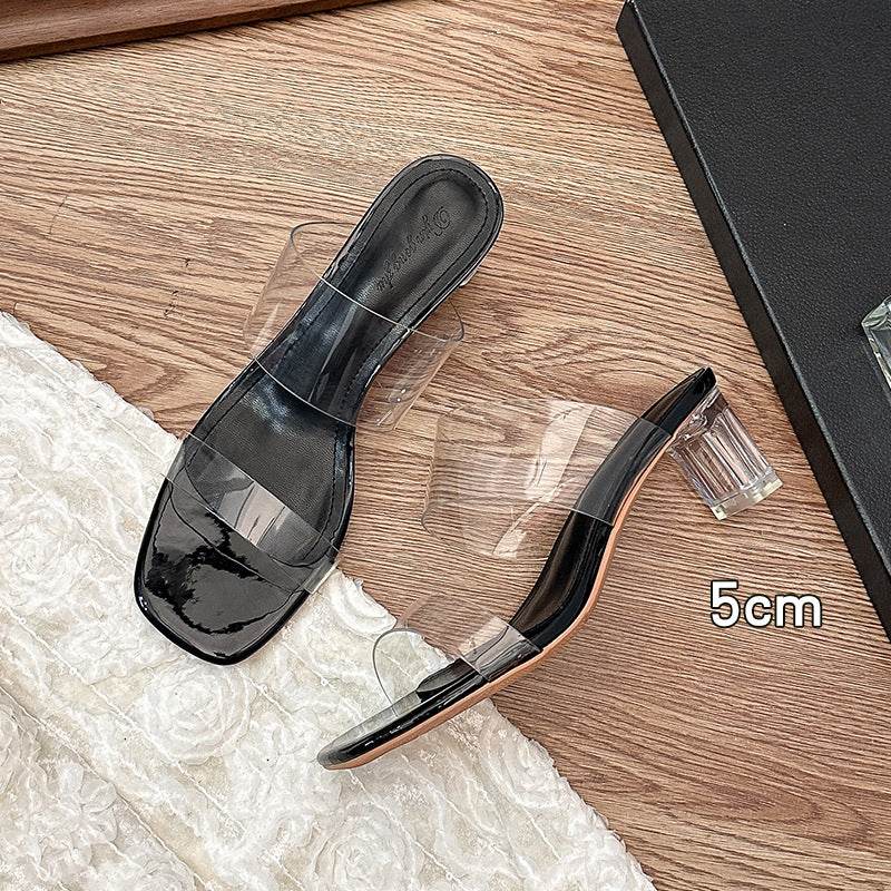 Chunky-heeled transparent sandals 718875447541
