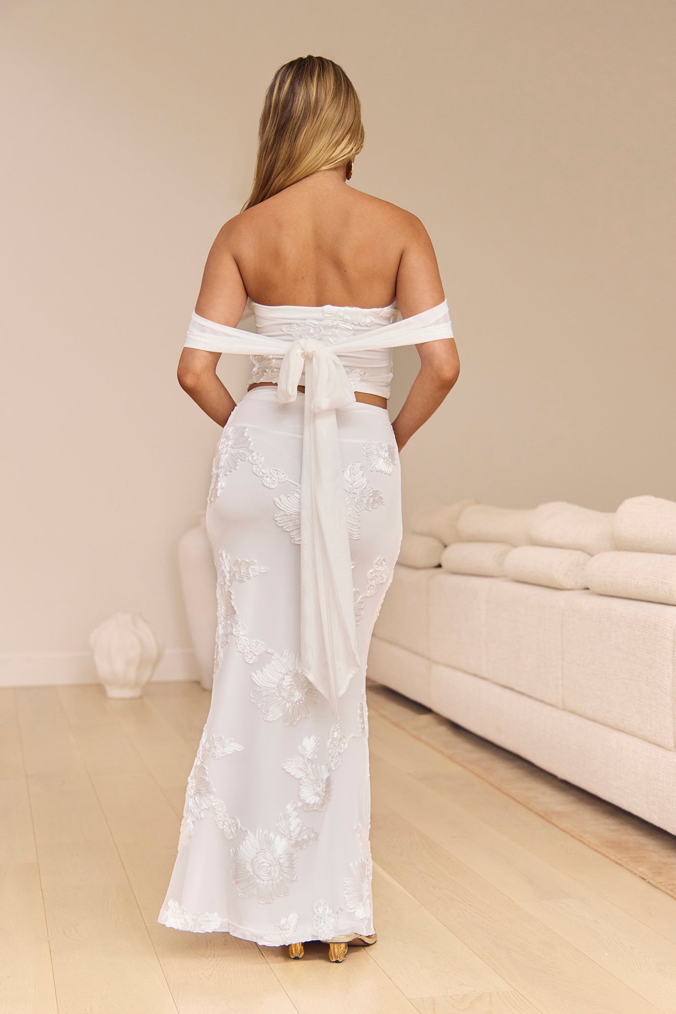 Salty Skies Mesh Maxi Skirt White