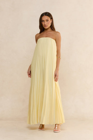 Gentle Journey Strapless Maxi Dress Lemon