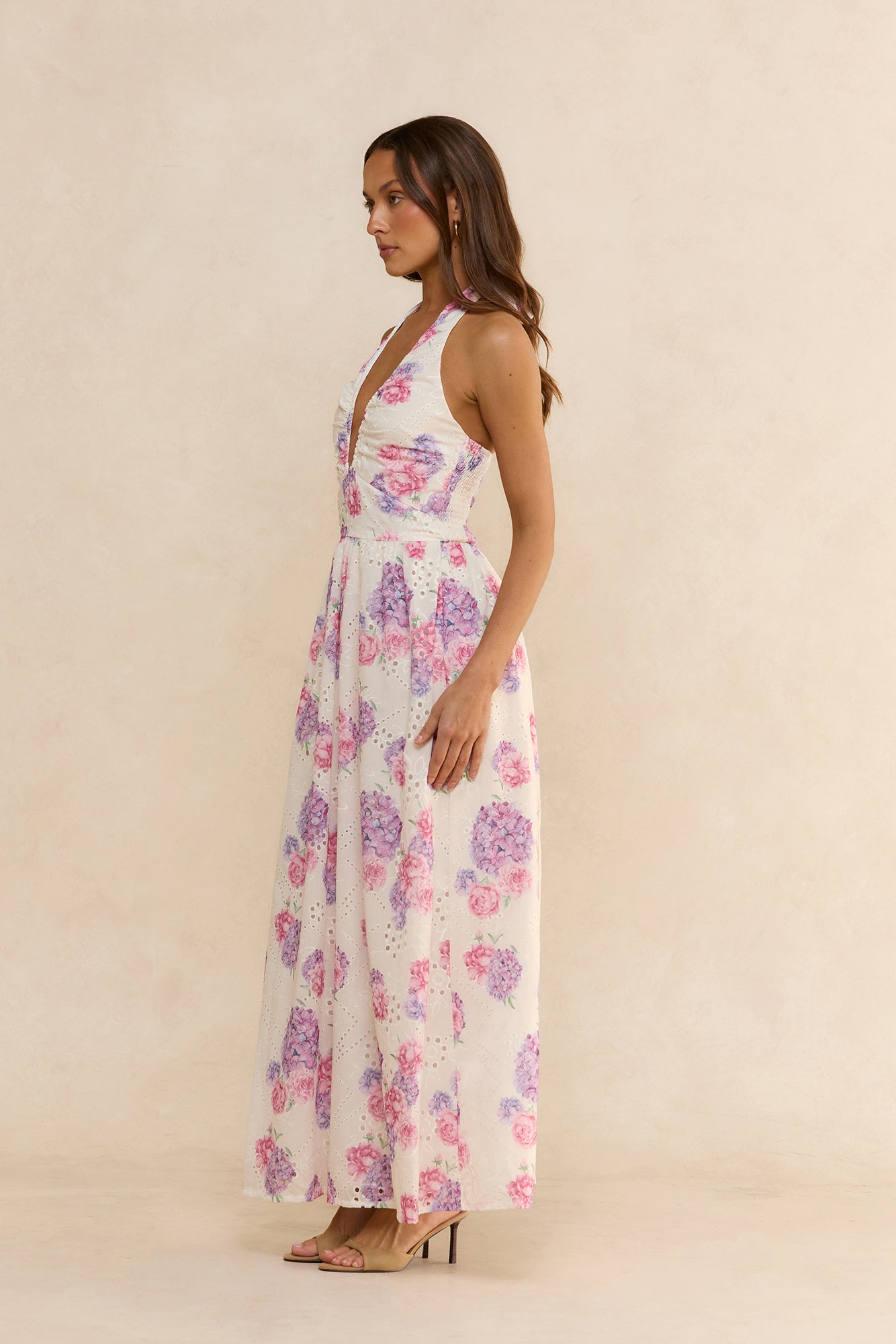 Hydrangea Haven Halter Maxi Dress Floral