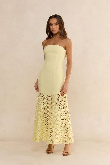 Noir Enchantment Strapless Maxi Dress Yellow
