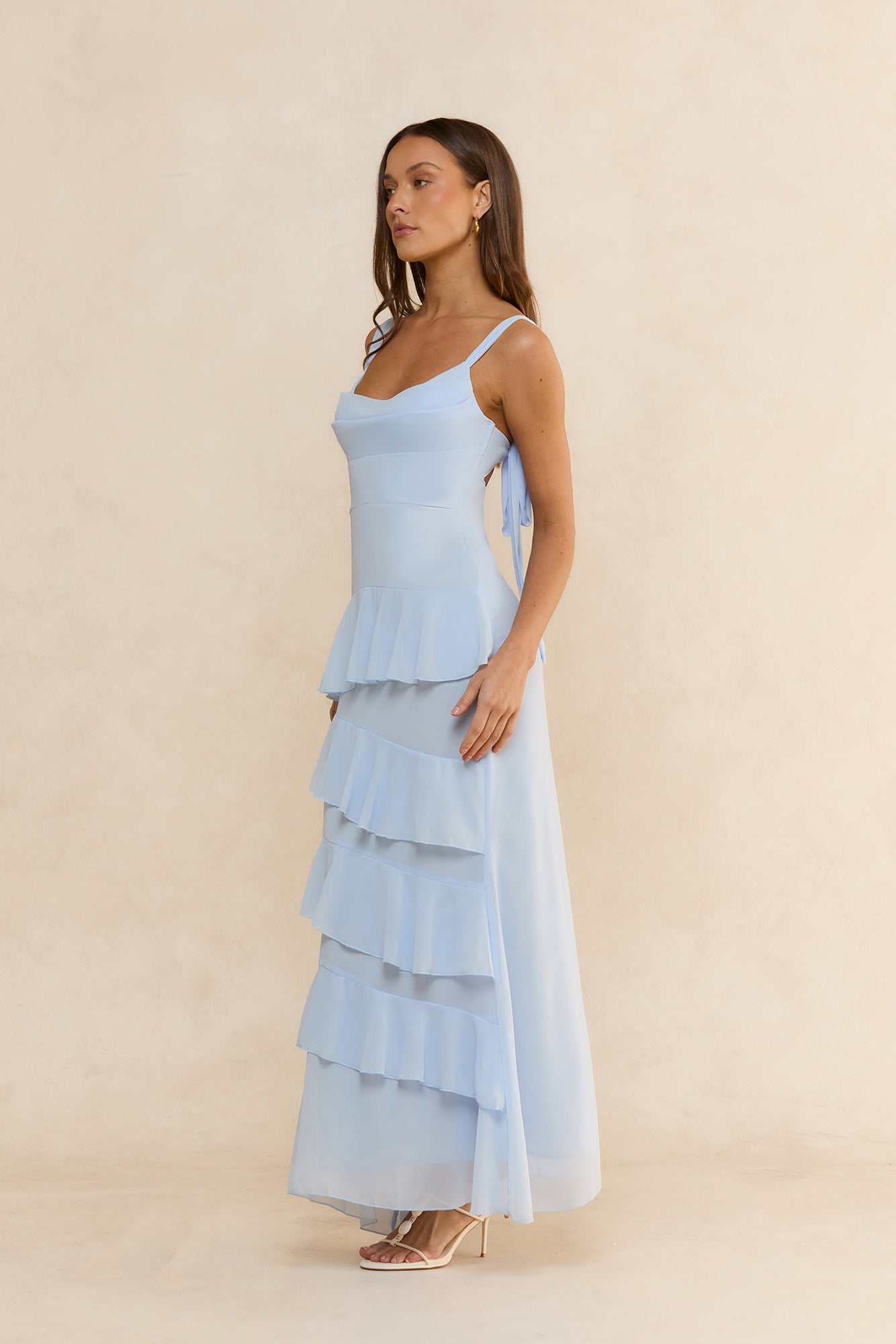 Sienna Sunset Ruffle Maxi Dress Blue