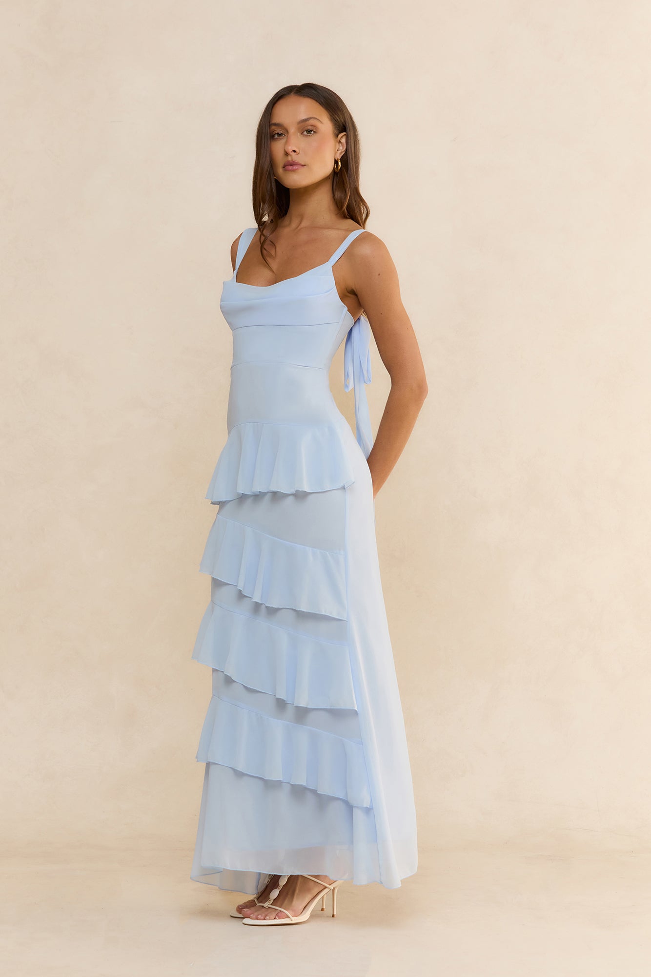 Sienna Sunset Ruffle Maxi Dress Blue