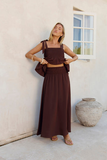 Glass Hearts Maxi Skirt Brown