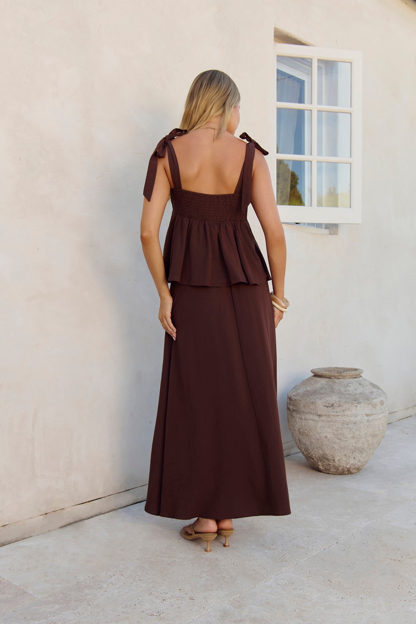 Glass Hearts Maxi Skirt Brown