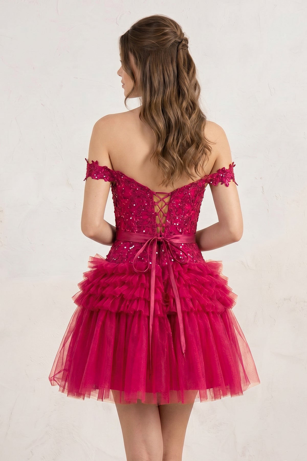A Line Tulle Tiered Short Homecoming Dress