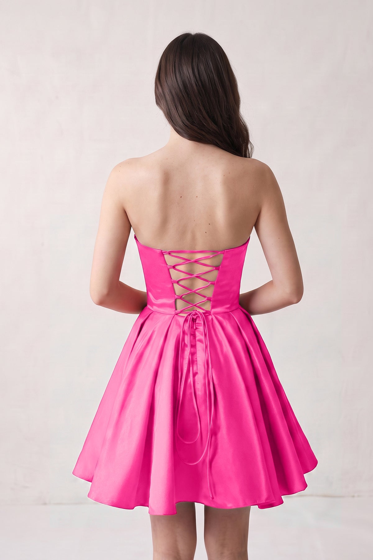 A Line Strapless Satin Homecoming Dress