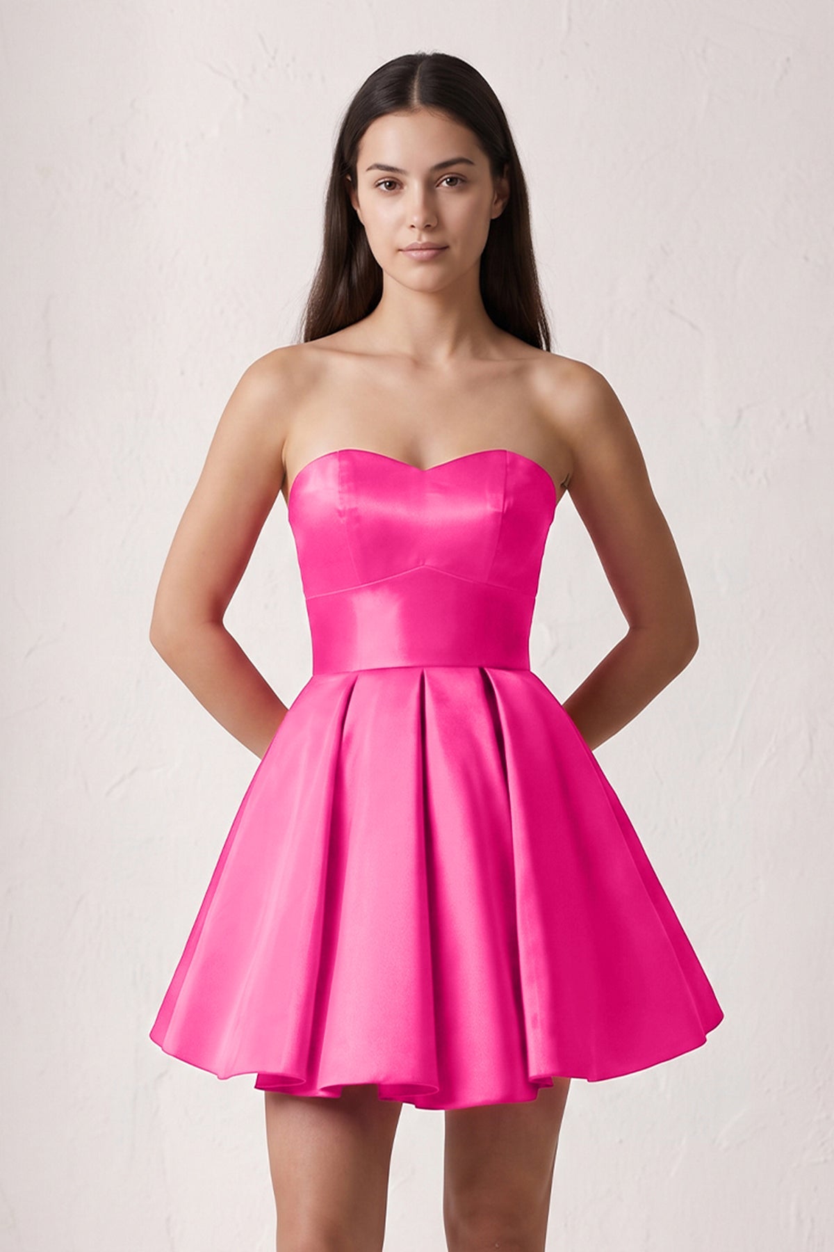 A Line Strapless Satin Homecoming Dress