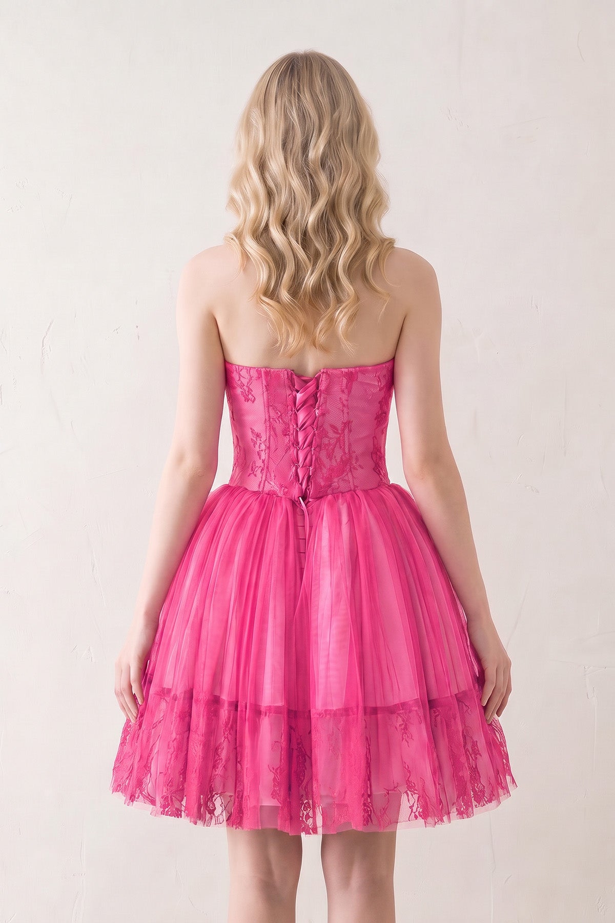 A line Strapless Tulle Homecoming Dress