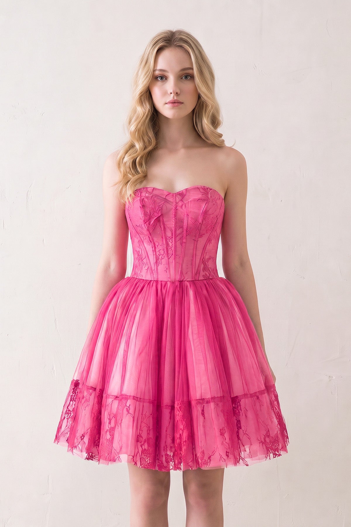 A line Strapless Tulle Homecoming Dress