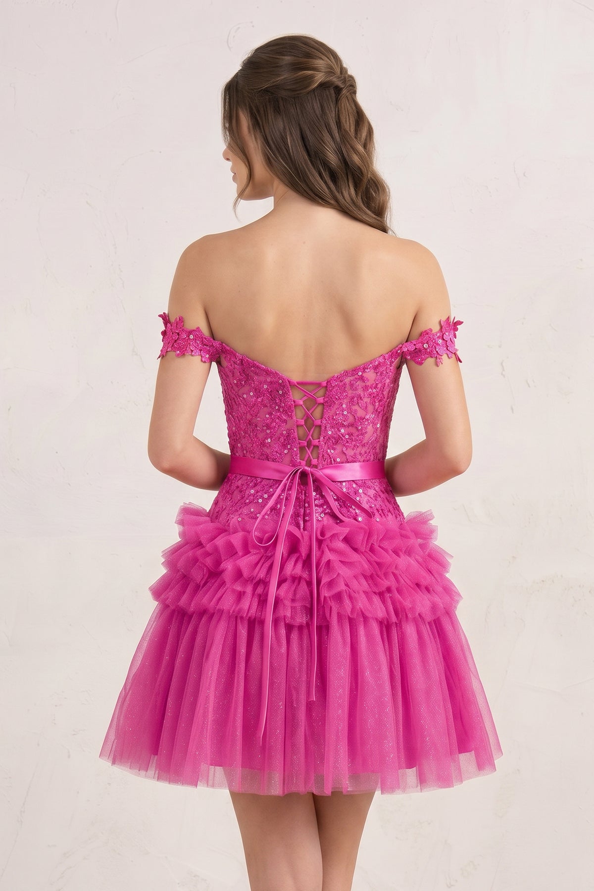 A Line Tulle Tiered Short Homecoming Dress