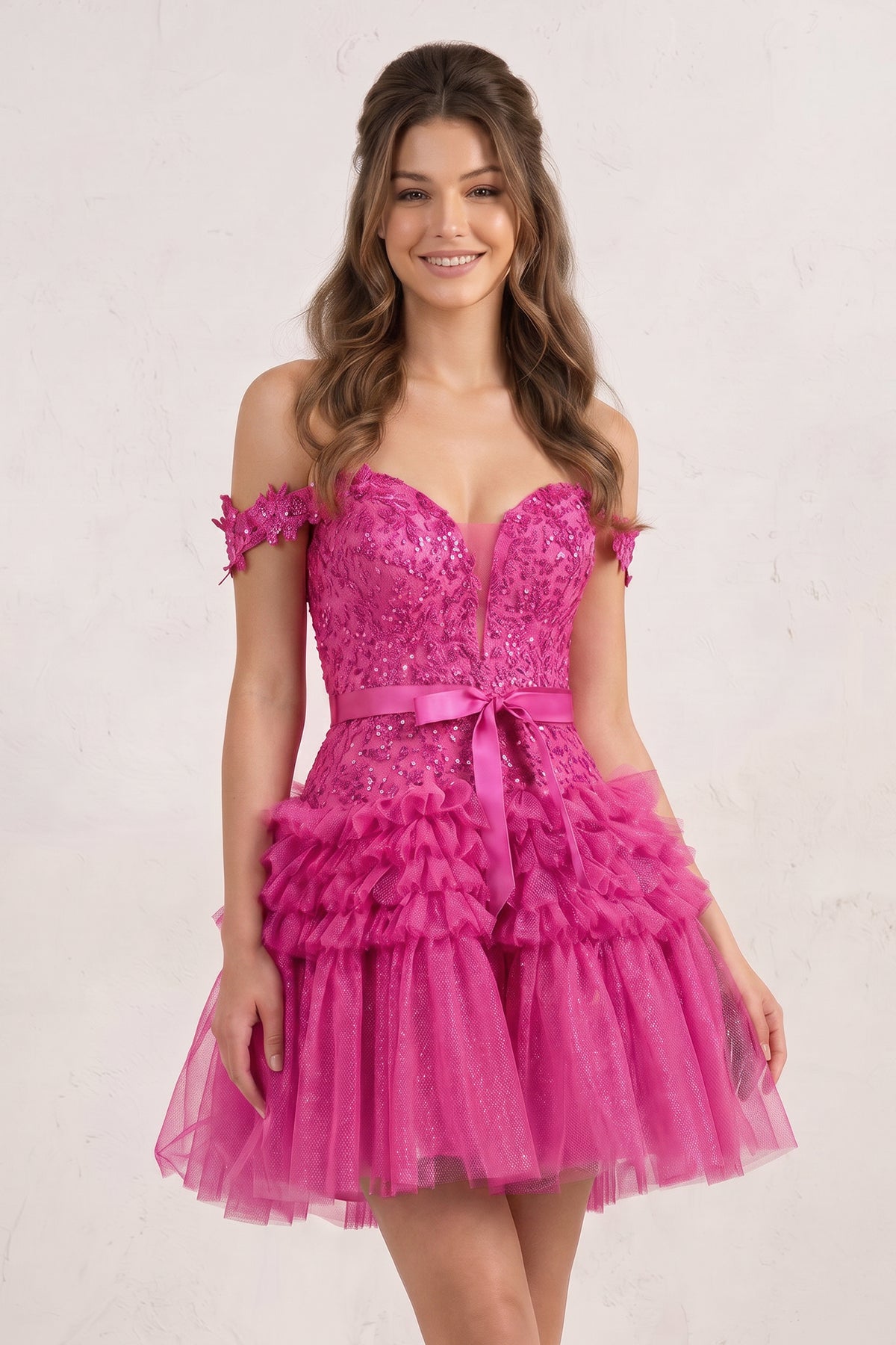A Line Tulle Tiered Short Homecoming Dress