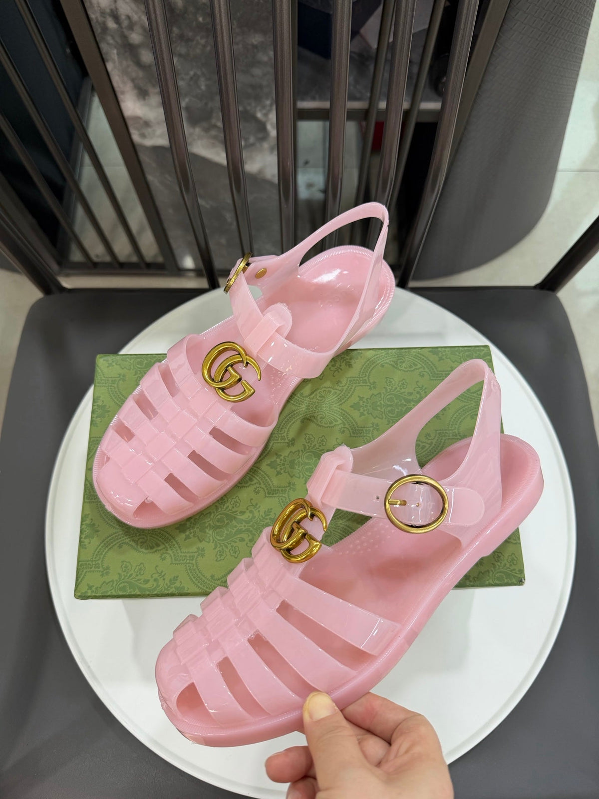 GG Sandals with Double G Light Pink Gold TPU 818204