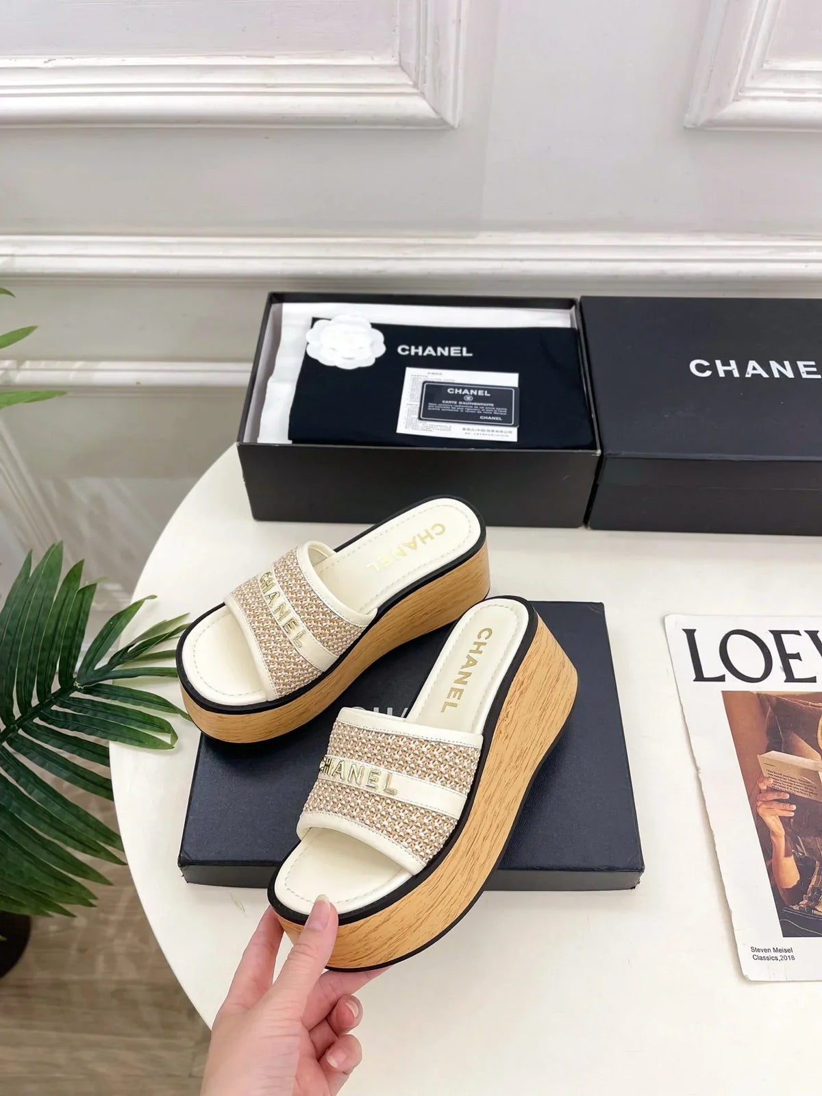 Chanel 2026 Woven Platform Slippers Sheepskin 831534