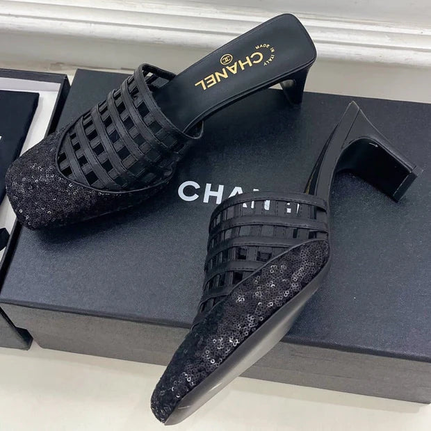 Chanel 2026 Square Toe Slippers Leather Sheepskin 831418