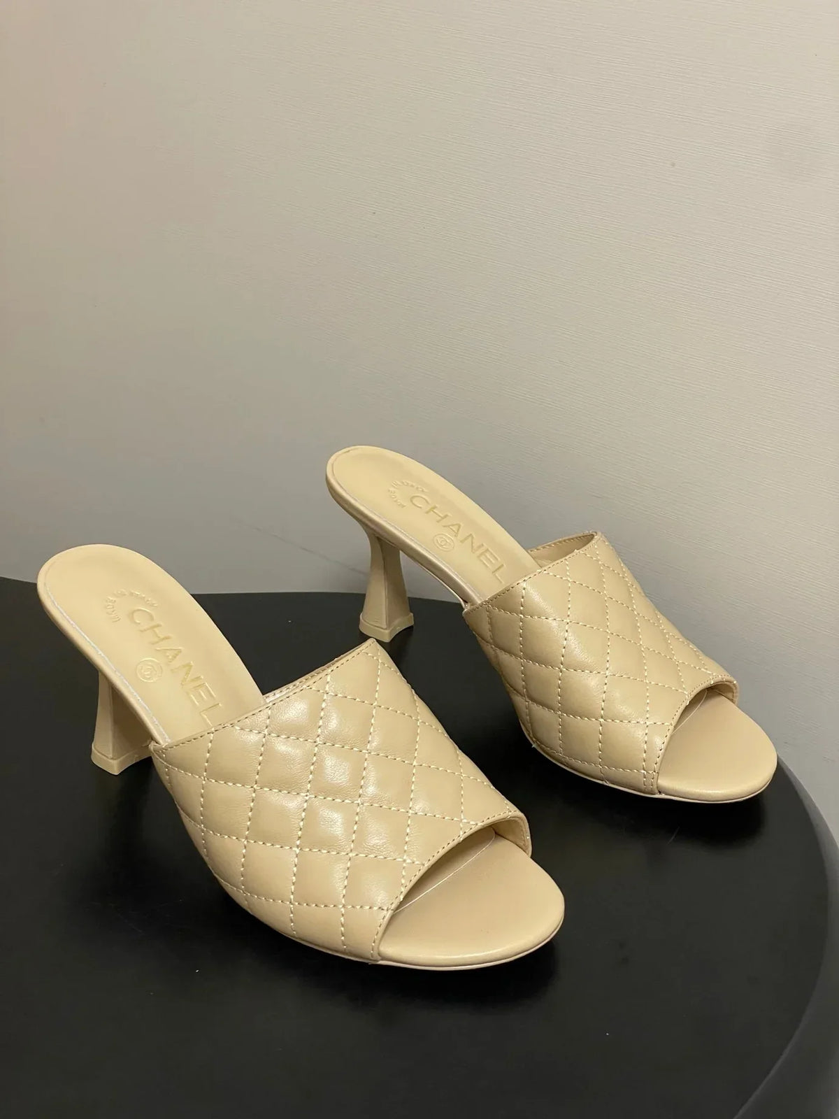 Chanel 2026 Peep-Toe High-Heeled Sandals Leather Sheepskin 834720